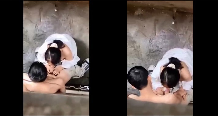 Secretly filming a female student giving her boyfriend a BJ in an alley