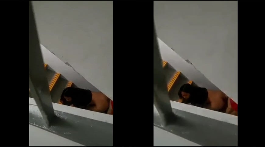 Apartmanın merdivenlerinde seks yaparken gizlice filme alındı