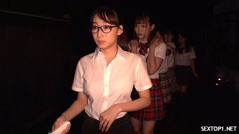 A group of female students explore the haunted house and the ending