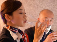 The beautiful flight attendant was drugged with aphrodisiac by a lowly worker