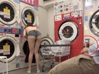 The pervert in the laundry and the sexy young girl