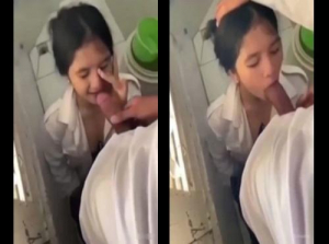 Nilaktawan ang klase at dinala ang kanyang matalik na kaibigan sa banyo ng paaralan upang sipsipin ang isang malaking titi