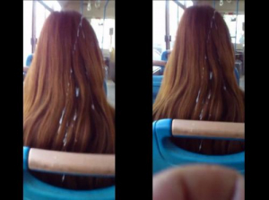 Éjaculation et éjaculation sur les cheveux de la fille dans le bus - Viet69