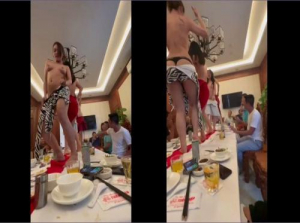 Meninas dançam nuas na mesa de banquete - Viet69